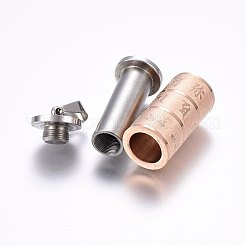 304ステンレススチールのテクスチャペンダント  オムニパドメハムとの列  ミックスカラー  33.5x13mm  穴：9x5mm&nbsp;STAS-O103-01