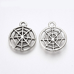 合金のチベット風チャーム  クモの巣  鉛フリー＆カドミウムフリー  アンティークシルバー  17x14x2.5mm  穴：1.5mm  約400個/500g&nbsp;TIBE-T010-30AS-RS