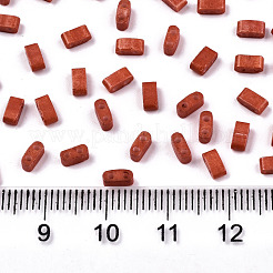 Fgb2穴ガラスシードビーズ  焼き付け塗料  長方形  ファイヤーブリック  4.5~5.5x2x2~2.5mm  穴：0.5~0.8mm  約250個/10g&nbsp;X-SEED-S031-M-SH1005F