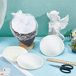 帽子用のポリエステル製のフラットラウンドいファシネーター帽子のベースが付いたサテン生地  ベージュ  125~135x27~31mm&nbsp;FIND-WH0173-320A