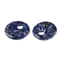 ナチュラルブルースポットジャスパーペンダント  フラットラウンドのチャーム  45x6mm  穴：10mm&nbsp;G-T138-177B