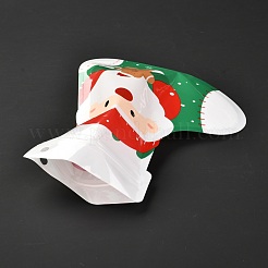 クリスマステーマブーツプラスチックギフトバッグ  再封可能なバッグ  ビスケット＆キャンディー包装用  サンタクロース  22x19x0.01cm  10個/袋&nbsp;ABAG-G008-01A