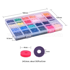 8400Pcs 24 Colors Handmade Polymer Clay Beads&nbsp;CLAY-YW0001-11B-4mm