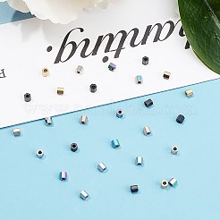 304ステンレススチールスペーサービーズ  六角  ミックスカラー  3.2x3.2x3mm  穴：1.4mm  10個/カラー  5色  50個/箱&nbsp;STAS-UN0008-64