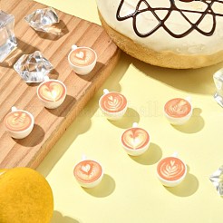 50個5スタイル不透明樹脂ペンダント  ラテアートコーヒーチャーム  ホワイト  16x22x11mm  10個/スタイル&nbsp;RESI-CJ0005-23