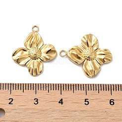 イオンプレーティング（IP）316Lサージカルステンレスペンダント  ニッケルフリー  花のチャーム  18KGP本金メッキ  21x18x2mm  穴：1.8mm&nbsp;STAS-F302-19G