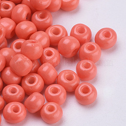 ベーキングペイント ガラスシードビーズ 6/0個  ラウンド  鮭色  4~4.5x3mm  穴：1~1.2mm  約4500個/袋  約450 G /袋&nbsp;SEED-Q025-4mm-M10