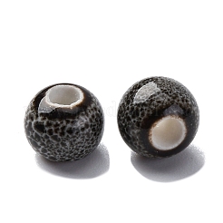 手作りの陶器ビーズ  ラウンド  ブラック  6~7x5~6mm  穴：2mm&nbsp;PORC-D300-A32