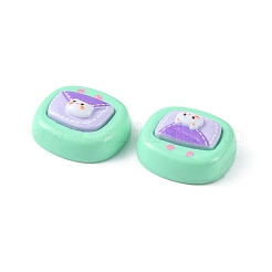 不透明なかわいい漫画の樹脂カボション  長方形  アクアマリン  15.5~17x16~17.5x7.5~8mm&nbsp;CRES-O006-06G
