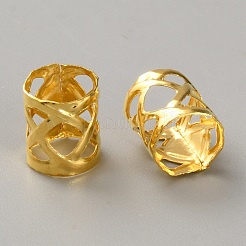 鉄のドレッドヘアビーズの髪の装飾  ヘアコイルカフ  コラム  ゴールドカラー  9.5x8mm  穴：7.5mm  1000個/セット&nbsp;FIND-CJC0010-93G
