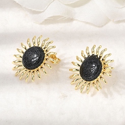 太陽の真鍮スタッドピアス  カドミウムフリー＆鉛フリー  18KGP本金メッキ  ラックめっき  長持ちメッキ  ミックスカラー  25mm&nbsp;EJEW-D352-02G