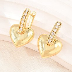 Brass Micro Pave Clear Cubic Zirconia Hoop Dangle Earrings&nbsp;EJEW-G471-30C-G