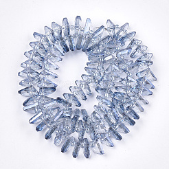 電気メッキガラスビーズセット  多面カット  ファン  ライトスチールブルー  8~8.5x10.5x3.5mm  穴：1mm  約100個/連  19.6インチ&nbsp;EGLA-S176-05A-B06