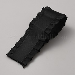 ポリエステルフリルレースリボン  衣類の装飾用  ブラック  1-5/8インチ（40mm）  約50.00ヤード（45.72m）/ロール&nbsp;DIY-WH0472-44B