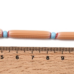 手作りのランプワークシェブロンビーズ  細長い卵形ビーズ  ミックスカラー  28~29.5x4.5~6mm  穴：0.8mm  約13個/連  14.56''~16.14''（37~41センチメートル）&nbsp;LAMP-Z019-01-01M