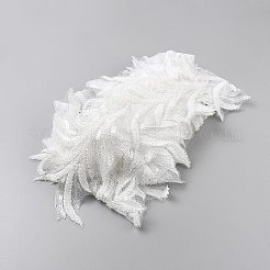 ポリエステルとガラスビーズのリボン  洋服アクセサリー  ホワイト  5-3/8インチ（136mm）&nbsp;OCOR-WH0108-01