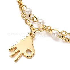 Brass Charms Double Layer Bracelets for Women&nbsp;BJEW-P342-03G