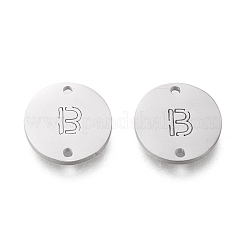変色しにくい304ステンレススチールリンクコネクター  レーザー切断  フラットラウンドの文字b  ステンレス鋼色  12x1mm  穴：1.2mm&nbsp;STAS-I156-07P