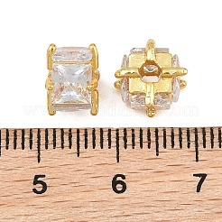 Brass Pave Clear Cubic Zirconia Beads&nbsp;CU-CBA6A75-07G