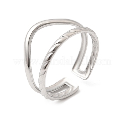 304ステンレススチールカフオープンリング  ステンレス鋼色  9.5mm  18mm&nbsp;RJEW-P188-02D-P