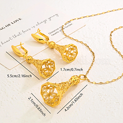 Fashion Brass Hollow Tower with Flower Pendant Necklaces & Earrings Sets for Women&nbsp;MX1578