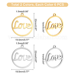 12Pcs 2 Colors 201 Stainless Steel Laser Cut Pendants&nbsp;STAS-UN0028-28