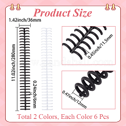 プラスチック製ルーズリーフ製本ヒンジリング  バインダーコーム  ミックスカラー  280x36x11.5mm  6個/カラー  2色  12個。&nbsp;AJEW-GF0015-32B