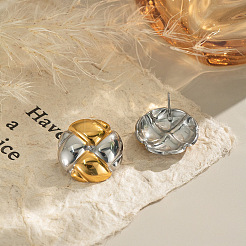 Stainless Steel Two Tone Flat Round Stud Earrings&nbsp;NF5313
