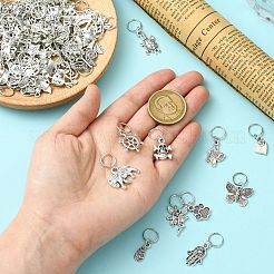 合金ドレッドヘアビーズ  編組髪のペンダントの装飾クリップ  混合図形  アンティークシルバー  24.5~32mm  100個/セット&nbsp;FIND-CJC0028-03AS