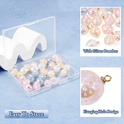 40 個 4 色の天然石風アクリルパーツ  ゴールデントーン鉄パーツ  苺  ミックスカラー  18.5x13x13mm  穴：1.6mm  10個/カラー&nbsp;SACR-TA0001-22