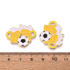 合金エナメルチャーム  フットボールとビールカップのチャーム  ゴールドカラー  ゴールド  22.5x28x1mm  穴：1.2mm&nbsp;ENAM-T025-01G-14