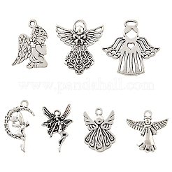 80Pcs Tibetan Style Alloy Moon with Fairy Pendants&nbsp;TIBEP-FA0001-RS