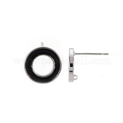 Brass with Enamel Stud Earring Findings&nbsp;KK-S356-674P-NF