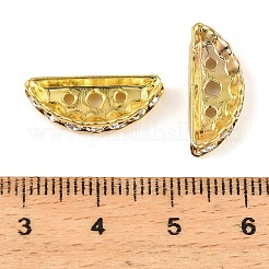 真鍮クリスタルラインストーンスペーサーバー  半円  3穴  ゴールドカラー  19x3.5x7.5mm  穴：1.3mm&nbsp;RB-T019-02B-G