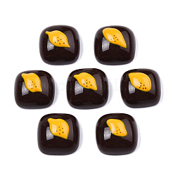 不透明な樹脂エナメルカボション  ゴールドマンゴーのある広場  ブラック  15x15x8.5mm&nbsp;CRES-N031-035