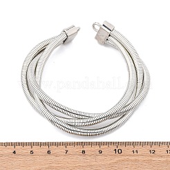 鉄製の丸い蛇のチェーン  コネクタチャームブレスレット作成用の厚いメッシュチェーン  プラチナ  8-3/8インチ（21.2cm）  ワイド：13.5mm  穴：4x4.5mm&nbsp;BJEW-G741-02P