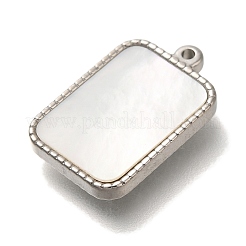 304ステンレスペンダント  パヴェシェル付き  長方形のチャーム  ステンレス鋼色  18.5x12x2.5mm  穴：1.2mm&nbsp;STAS-S148-06P