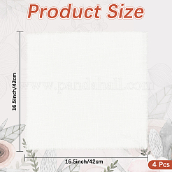 正方形の綿のテーブルランナー  リビングルームのダイニングテーブルクロス用  ホワイト  420x420x0.4mm&nbsp;AJEW-WH20018-13C