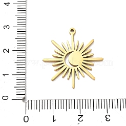 304ステンレスペンダント  太陽のチャーム  イオンプレーティング（ip）  18KGP本金メッキ  25x23x1.3mm  穴：1.2mm&nbsp;SA-CBAAC28-04G