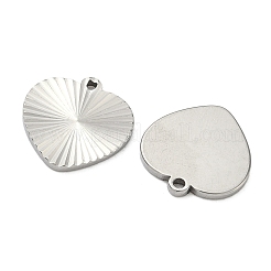 304ステンレスペンダント  レイと  ステンレス鋼色  ハートチャーム  15.5x15x1.5mm  穴：1.2mm&nbsp;STAS-C167-08A-P