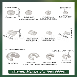 360Pcs 12 Styles Brass & Iron Crimp Beads&nbsp;FIND-LP0001-04