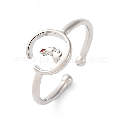 Brass Enamel Adjustable Open Cuff Rings for Women&nbsp;LS-RJEW-U058-04P