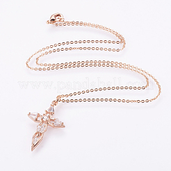 Brass Micro Pave Cubic Zirconia Pendant Necklaces&nbsp;NJEW-E111-14