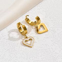 201 Stainless Steel Heart Hoop Earrings&nbsp;QS1082-1
