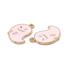 合金ペンダント  エナメル  ゴーストチャーム  ゴールドカラー  ピンク  22x14x1.5mm  穴：1.8mm&nbsp;ENAM-H039-08G-A
