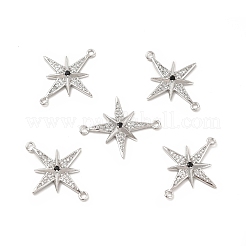 Brass Micro Pave Clear & Black Cubic Zirconia Connector Charms&nbsp;KK-E068-VB041