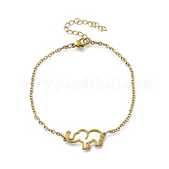201 Stainless Steel Elephant Link Bracelets&nbsp;BJEW-B128-02G