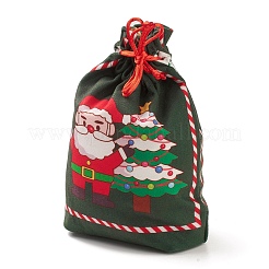 Christmas Theme Rectangle Cloth Bags with Jute Cord&nbsp;ABAG-P008-01C