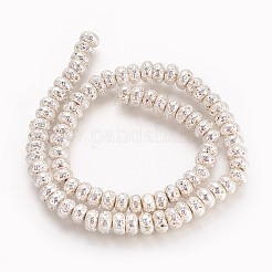 電気メッキされた天然溶岩岩ビーズ連売り  長持ちメッキ  ロンデル  ミックスカラー  8.5~9x4.5~5mm  穴：1.2mm  約81個/連  16.41インチ（41.7cm）&nbsp;G-P400-06