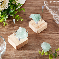 Square Wooden Crystal Rock Display Easels with Iron Holder&nbsp;ODIS-WH0038-28A-P